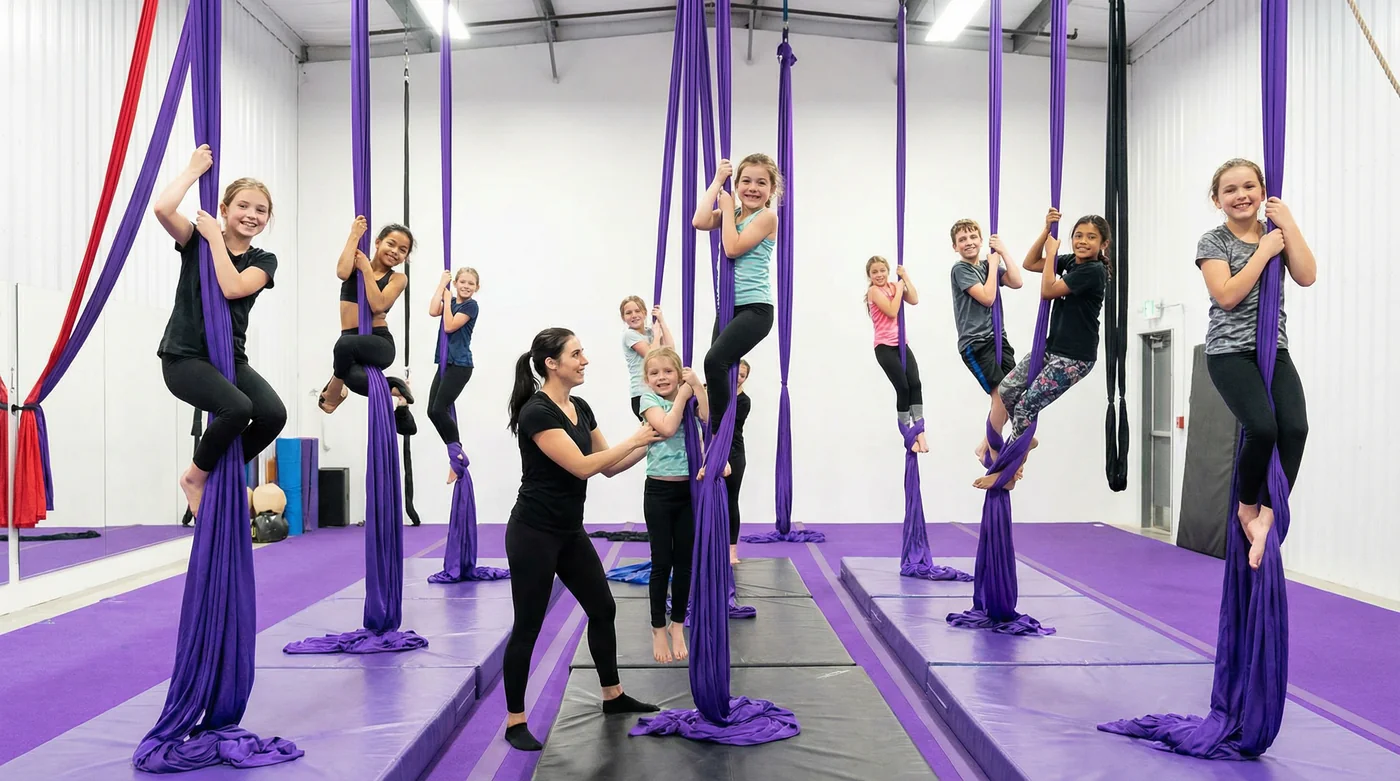 Kids aerial silks class at UNDRGRND Movement Gold Coast