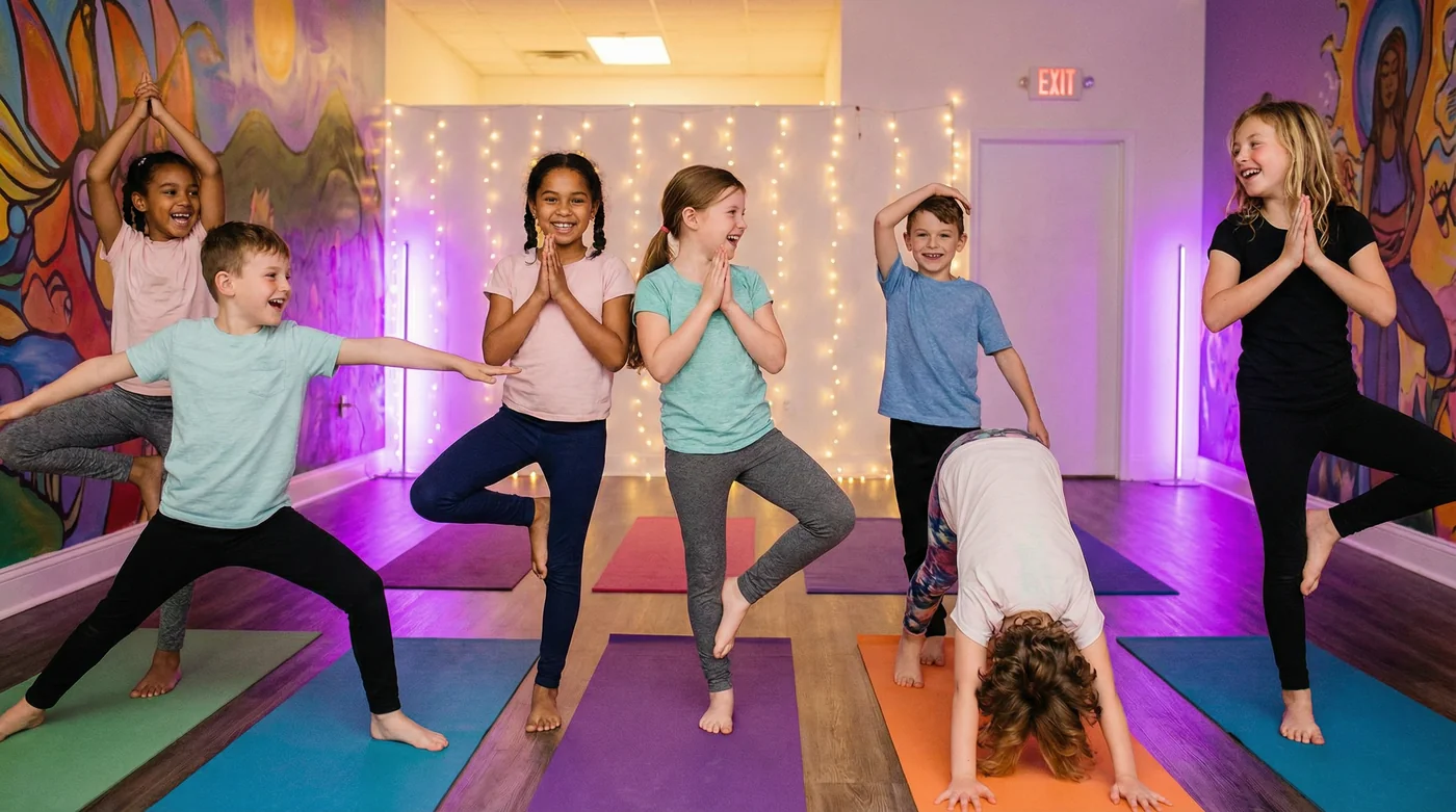 Kids yoga foundations class at UNDRGRND Movement Gold Coast